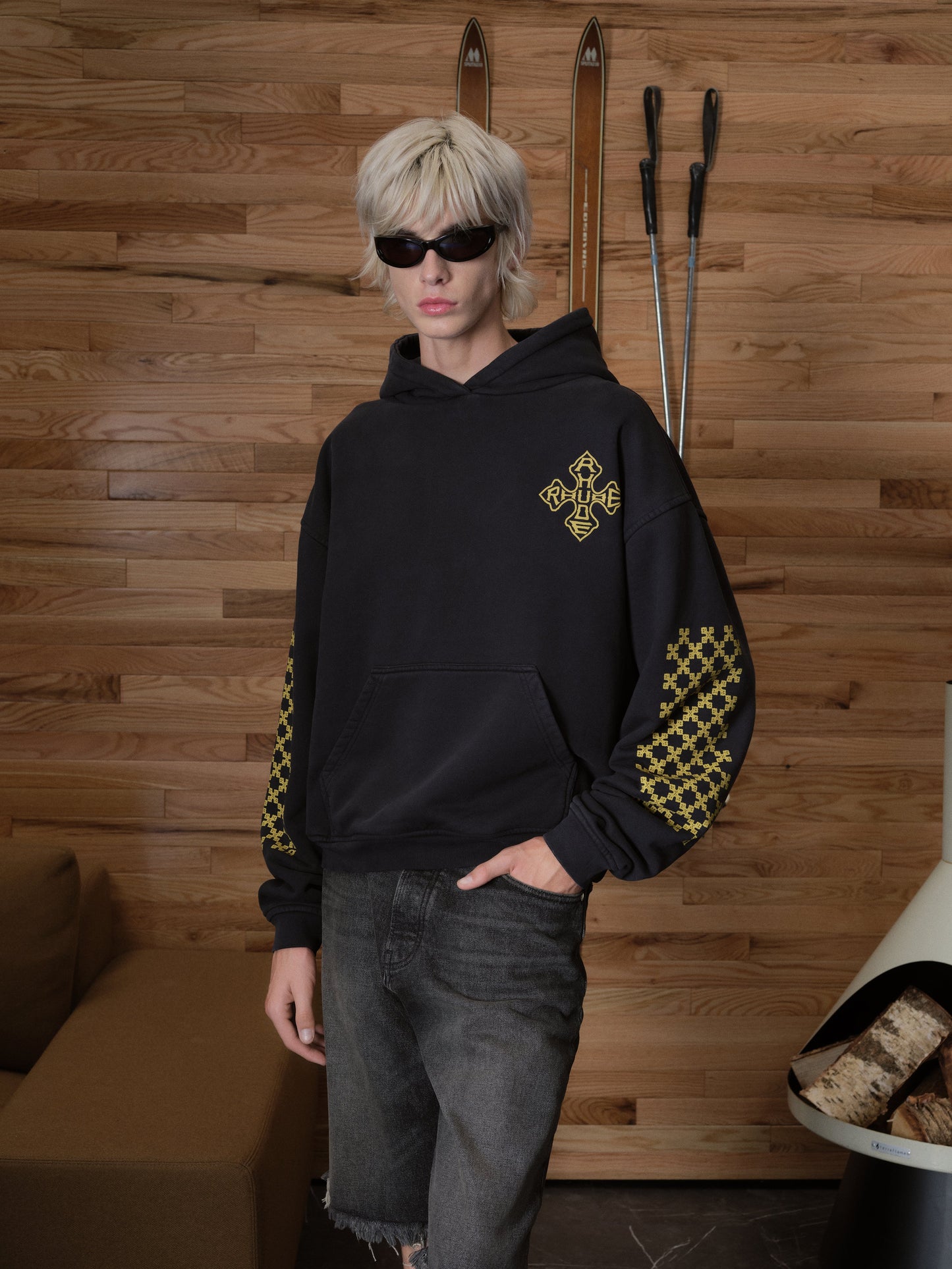 RHUDE CROSS LOGO HOODIE