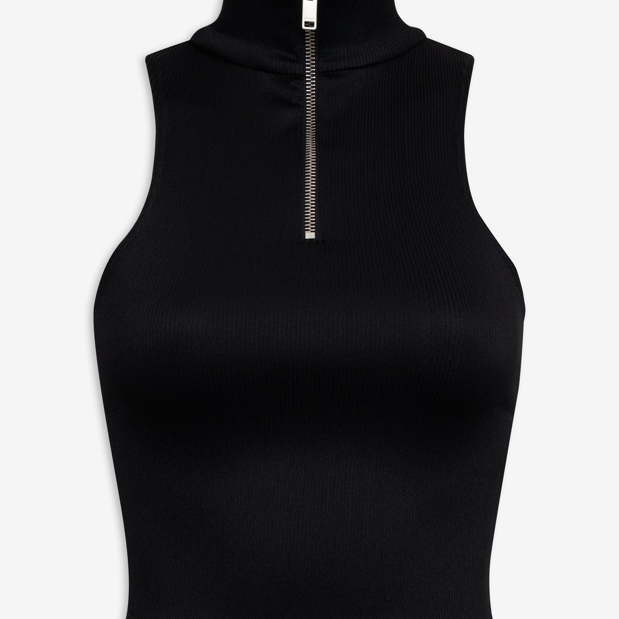 RIBBED KNIT TURTLE NECK ZIP TOP