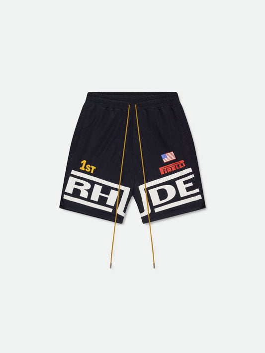 RHUDE CHAMPIONS LOGO SHORTS