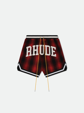 FLANNEL RHUDE COLLEGIATE COURT LOGO SHORT
